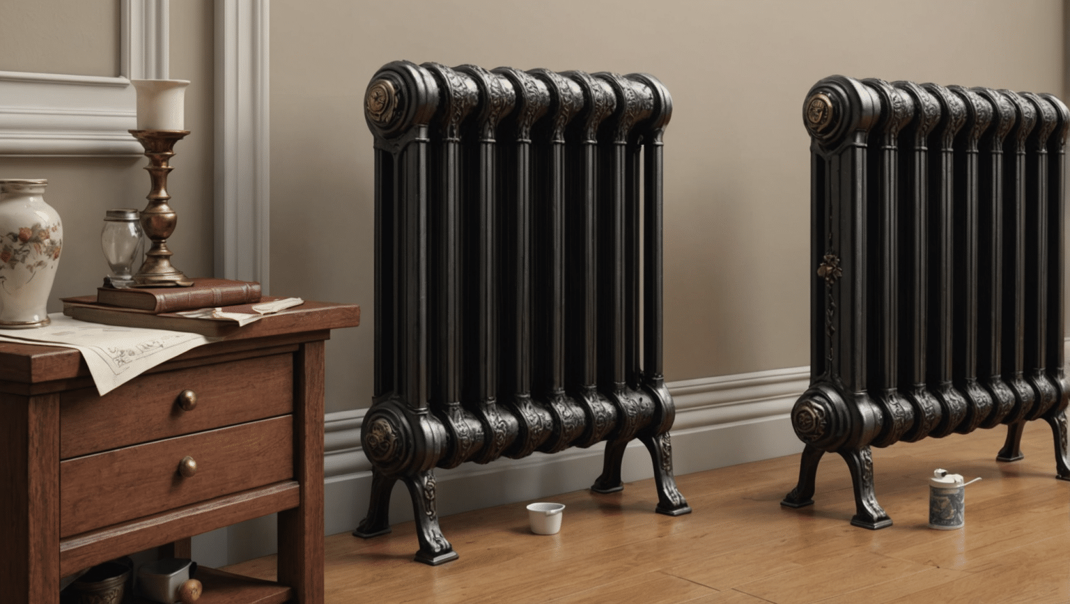 Radiateur En Fonte Blanc Cassé – Bon état – Dimensions : L135 X H70 X P13 Cm