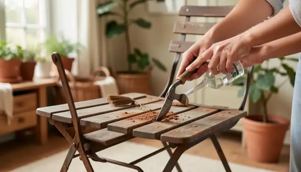 Enlever la rouille sur une chaise de jardin en métal