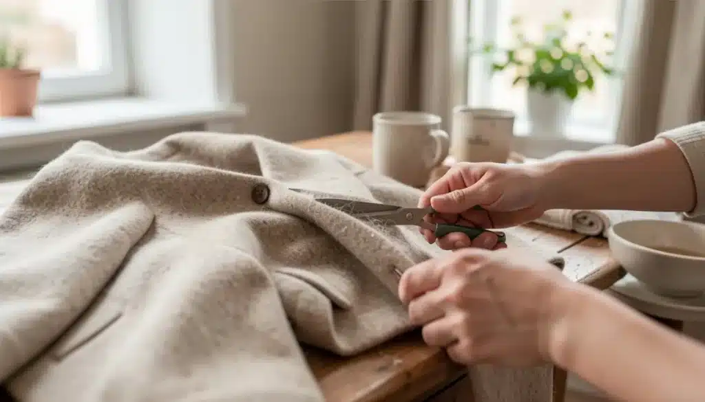 Enlever les bouloches d'un manteau en laine