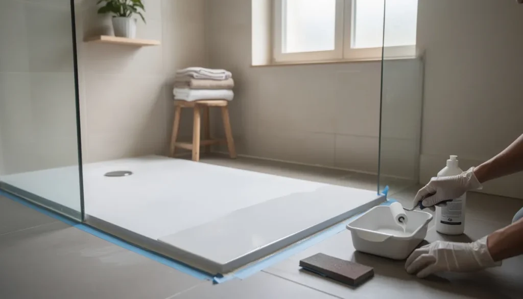 Comment rénover un receveur de douche en résine, pas à pas