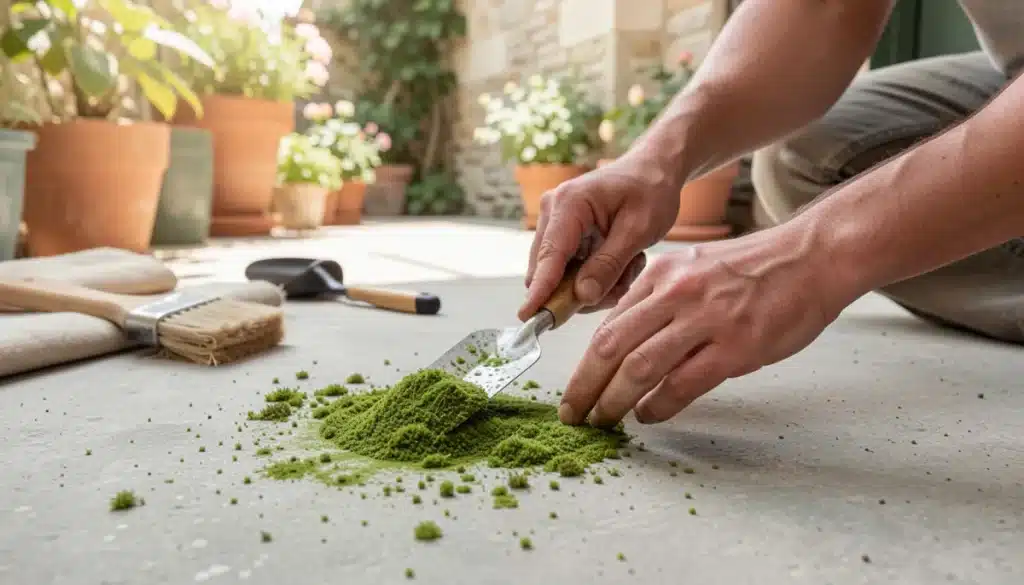 Enlever la mousse sur une terrasse en béton