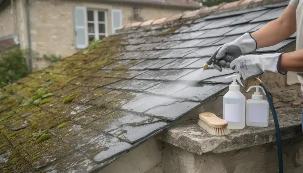 Enlever la mousse d'un toit en ardoise sans l'abîmer