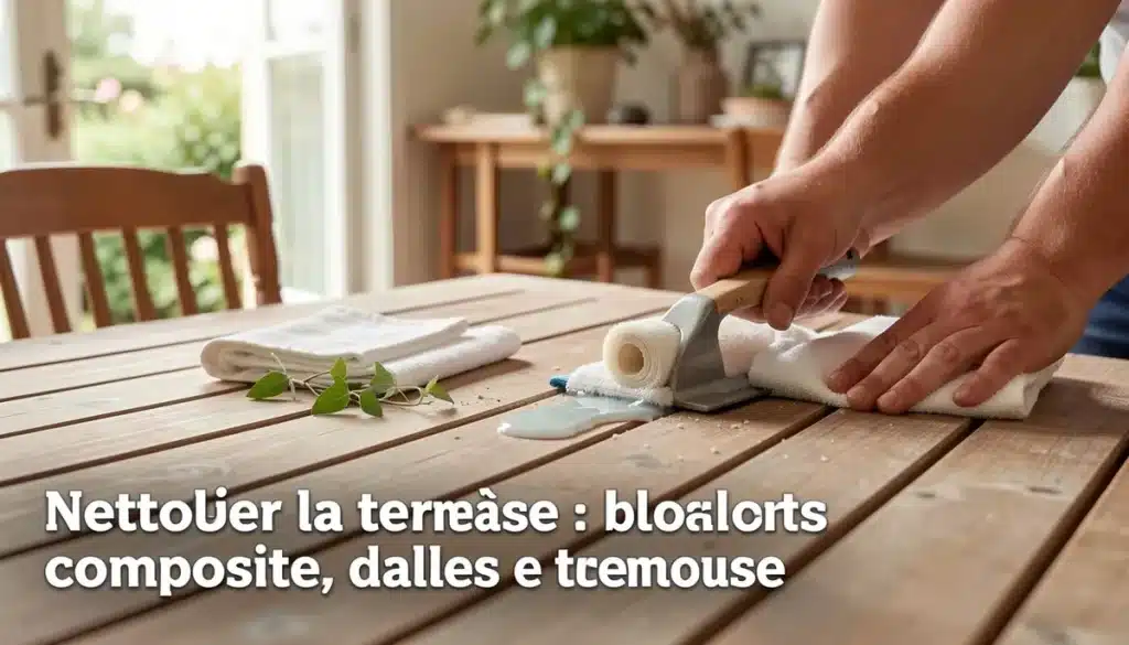Le matériel et les produits pour nettoyer une terrasse