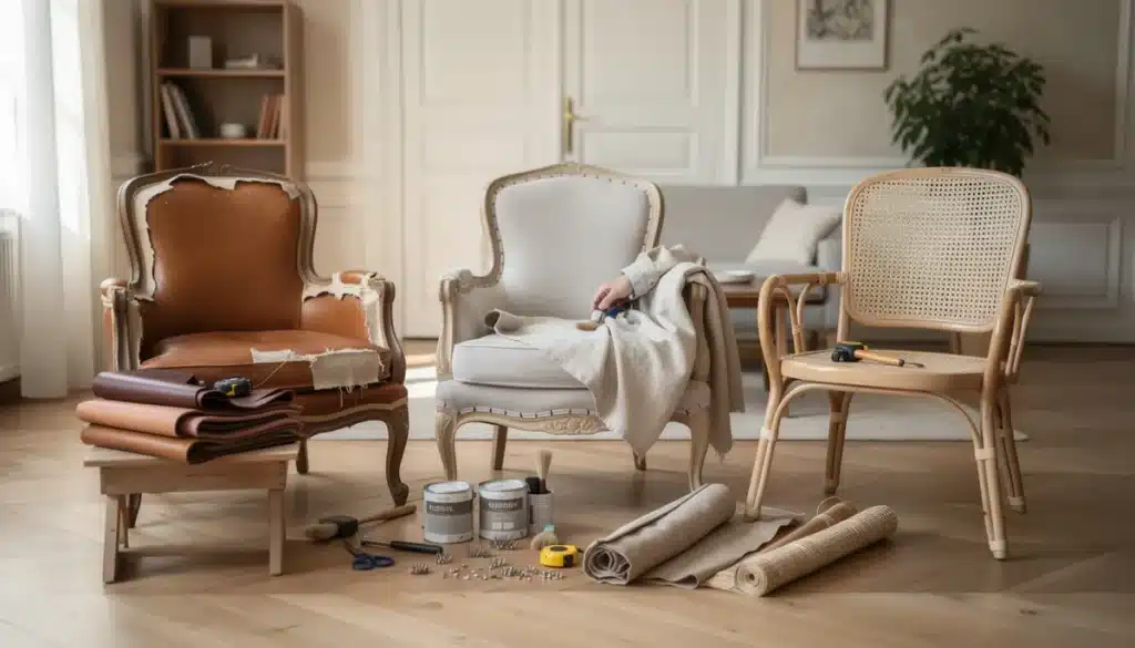 Rénover un fauteuil : cuir, tissu, rotin et modèles anciens
